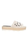 Espadrilles Woman Sandals Beige Size 9 Textile Fibers, Leather