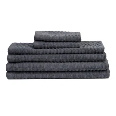 Espalma Lisbon  6-piece 100% Cotton Bath Towel Set In Gray