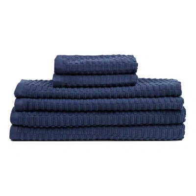 Espalma Lisbon  6-piece 100% Cotton Bath Towel Set In Navy