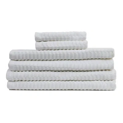 Espalma Lisbon  6-piece 100% Cotton Bath Towel Set In White