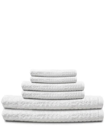 Espalma Textured 6pc Combed Bath Towel Set In White