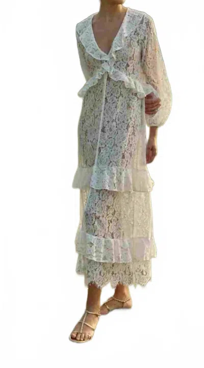 Especia Posh Lace Long Dress In White