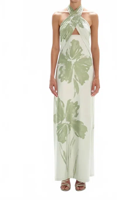 Especia Ramtin Puhi Long Dress In White In Green