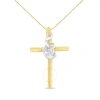 Espira 10k Two-tone Yellow & White Gold Diamond-accented Spiral & Cross 18" Pendant Necklace (j-k Co In Two-tone