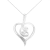 Espira 10k White Gold 1/25ct Tdw Round-cut Diamond Swirl Heart Pendant Necklace (i-j In White