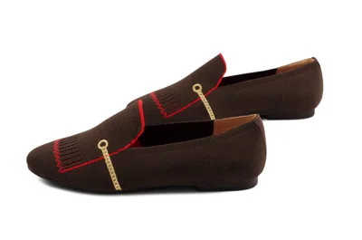 Esporre Janet Flat Shoes In Chocolate In Gold