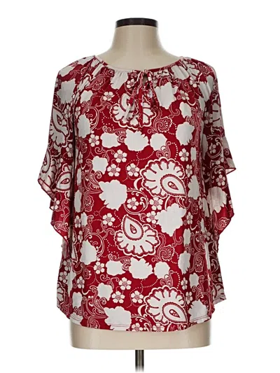 Pre-owned Espresso 3/4 Sleeve Blouse In Red