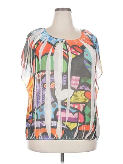 Pre-owned Espresso Short Sleeve Blouse In Gray