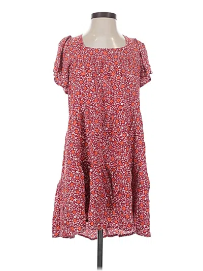 Pre-owned Espresso Short Sleeve Top Red Square Neckline Tops