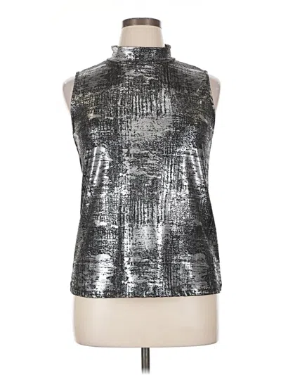 Pre-owned Espresso Sleeveless Top Silver Metallic Pattern High Neck Tops