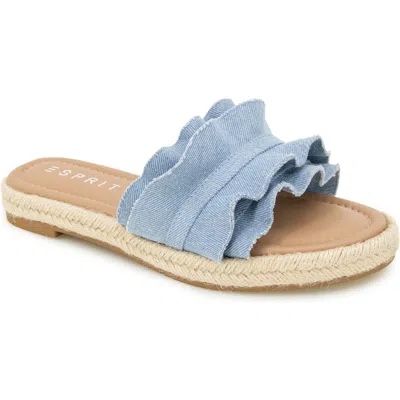 Esprit Annie Ruffle Slide Sandal In Light Blue Denim