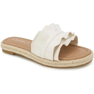 Esprit Annie Ruffle Slide Sandal In White