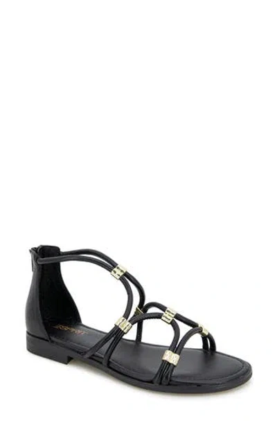 Esprit Chaya Rolled Strap Sandal In Black Pu