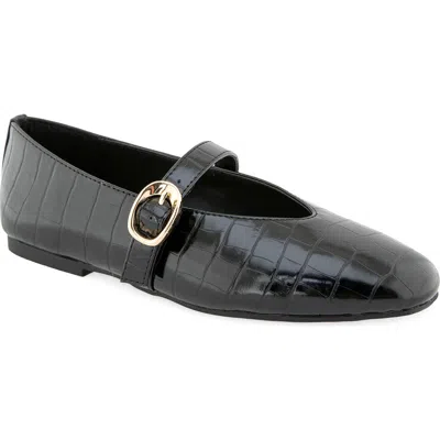 Esprit Dannie Croc Embossed Mary Jane Flat In Black