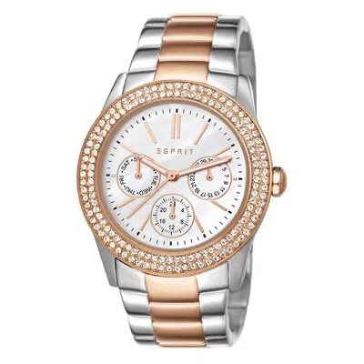 Pre-owned Esprit Ladies Watch Wristwatch Peony Stainless Steel Bicolour Es103822016-1