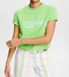 Esprit Logo Crewneck Cotton T-shirt In Citrus Green 3 In Multi