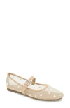 Esprit Nicola Faux Pearl Mesh Mary Jane Flat In Beige