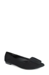 Esprit Patrika Pointed Toe Flat In Black Faux Suede