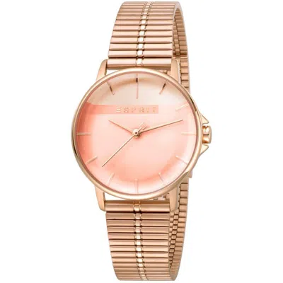 Esprit Pink Stainless Steel Watch In Gold