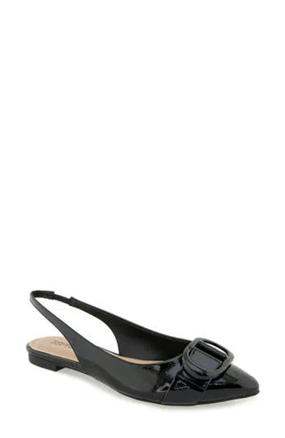 Esprit Preslee Faux Leather Slingback Flat In Black Crinkle