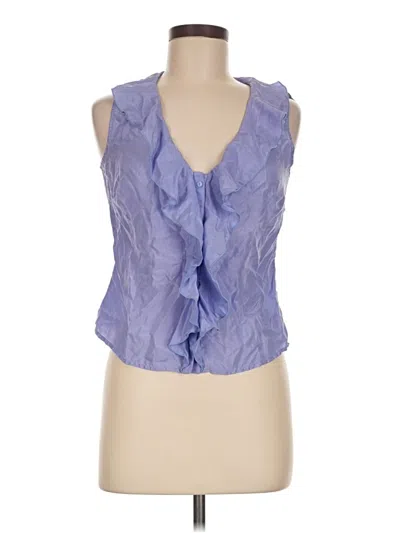 Pre-owned Esprit Sleeveless Silk Top Purple Plunge Neckline Tops