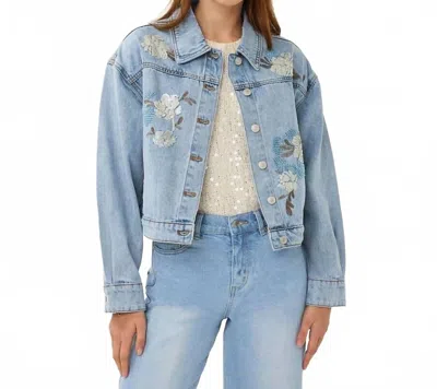 Esqualo Artwork Jacket In Light Denim In Blue