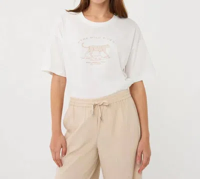 Esqualo Aya Animal Print T-shirt In Off-white And Sand In Neutral