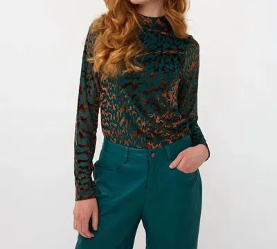 Esqualo Barrie Burnout Mesh Top In Teal And Bronze In Multi