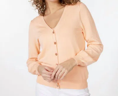 Esqualo Basic V-neck Cardigan In Peach In Pink