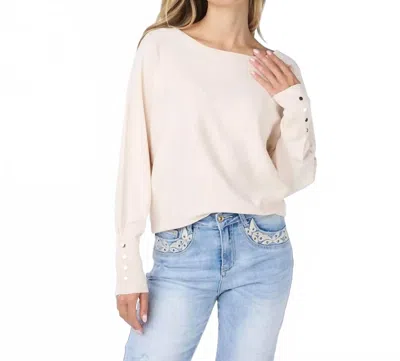 Esqualo Batwing Buttoned Sweater In Beige In Neutral