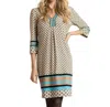 Esqualo Bead Dress In Print In Multi