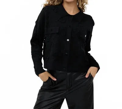 Esqualo Benta 3d Floral Cardigan In Black