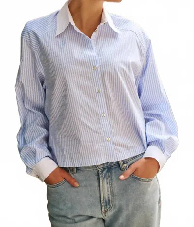 Esqualo Berritt Rhinestones Striped Blouse In Blue
