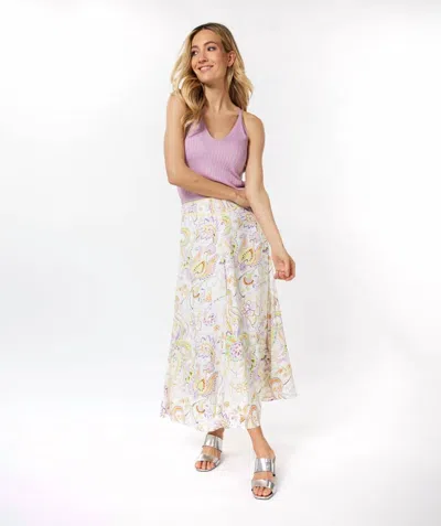 Esqualo Bibbi Beloved Flower Print Long Skirt In Multi In Neutral