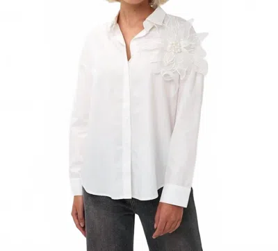 Esqualo Big Flower Button Up Blouse In White