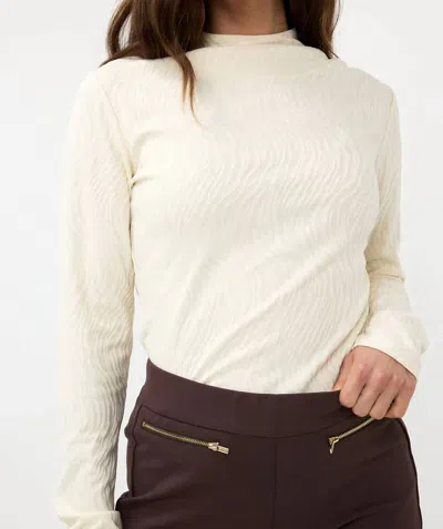 Esqualo Blenda Burnout Animal Print Turtleneck Top In Off-white In Neutral