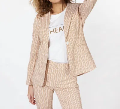 Esqualo Block Print Blazer In Beige