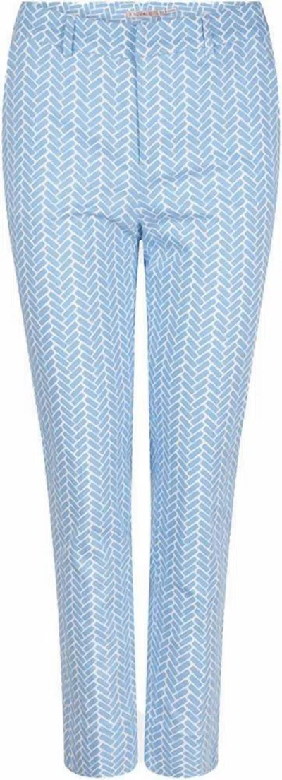 Esqualo Block Print Trouser In Blue/white