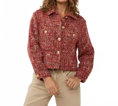 Esqualo Bodil Boucle Short Blazer In Red Multi