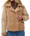 Esqualo Mixed Sherpa Button Jacket In Brandy