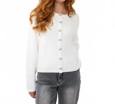 Esqualo Bow Buttons Sweater In Off White