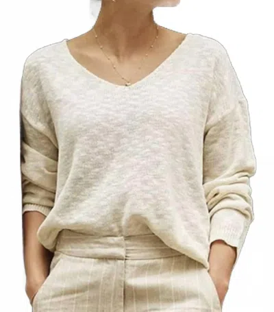 Esqualo Boxy Slub Ombre Sweater In Champagne In White