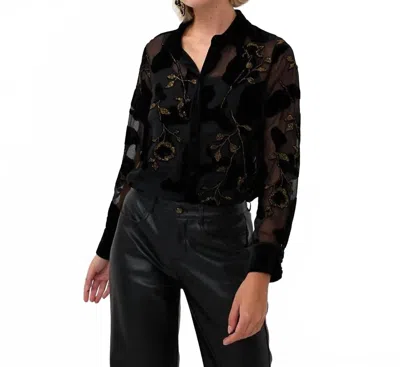 Esqualo Burnout Flower Blouse In Black