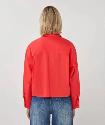 Esqualo Button Up Front Collared Shirt In Poppy In Multi