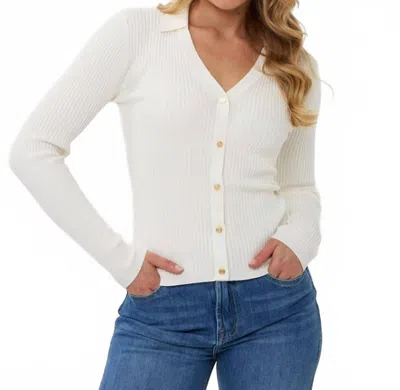 Esqualo Button Up Sweater Cardigan Top In Off White