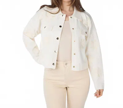 Esqualo Cana Boxy Embroidery Cardigan In Light Sand In White