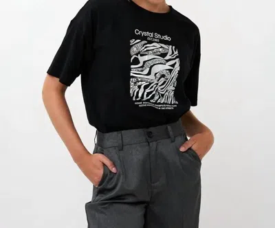 Esqualo Carina Crystal Studio T-shirt In Black