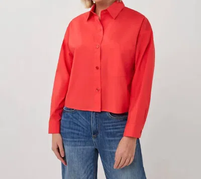 Esqualo Caro Cropped Folded Cuff Blouse In Chili Red In Multi