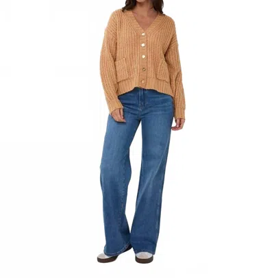 Esqualo Chunky Cardigan With Metallic Buttons In Candy In Brown