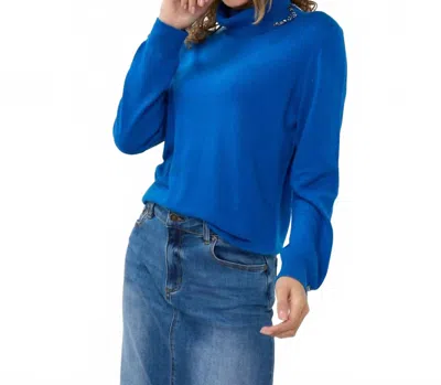 Esqualo Collar Beads Sweater In Brilliant Blue